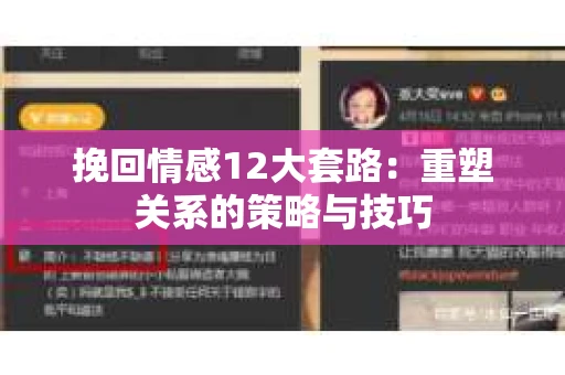 挽回情感12大套路：重塑关系的策略与技巧