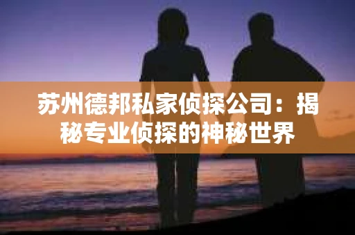 苏州德邦私家侦探公司：揭秘专业侦探的神秘世界